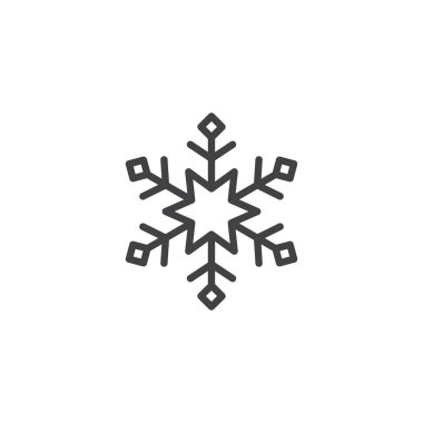 Kar tanesi anahat simgesi. Mobil kavramı ve web tasarım için doğrusal stili işaret. Soğuk, Don satırı vektör simgesi. Sembol, logo illüstrasyon. Vektör grafikleri