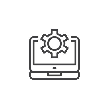 Laptop ile dişli anahat simgesini