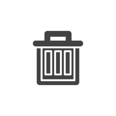 Geri dönüşüm kutusu vektör simgesi. Mobil kavramı ve web tasarım için düz işareti dolu. Basit katı simgesi silin. Sembol, logo illüstrasyon. Piksel mükemmel vektör grafikleri