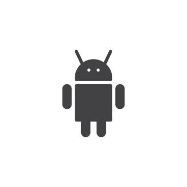 Bot simge vektör. Mobil kavramı ve web tasarım için düz işareti dolu. Robot basit katı simgesi. Sembol, logo illüstrasyon. Piksel mükemmel vektör grafikleri