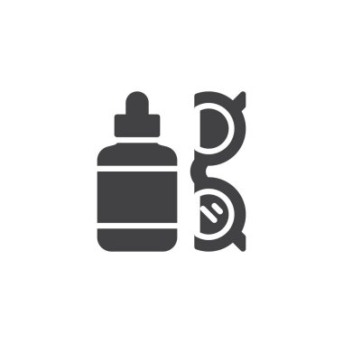 Göz damlaları ve göz gözlük vektör simgesi. Mobil kavramı ve web tasarım için düz işareti dolu. Göz sağlık basit katı simgesini. Sembol, logo illüstrasyon. Piksel mükemmel vektör grafikleri