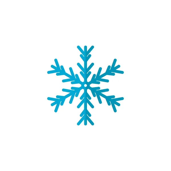 Blue Snowflake Flat Icon Vector Sign Colorful Pictogram Isolated White — Stock Vector