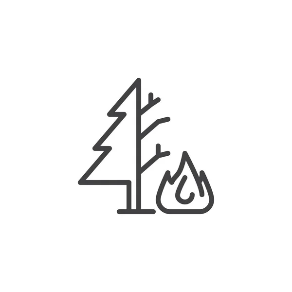 Burning tree outline icon — Stock Vector