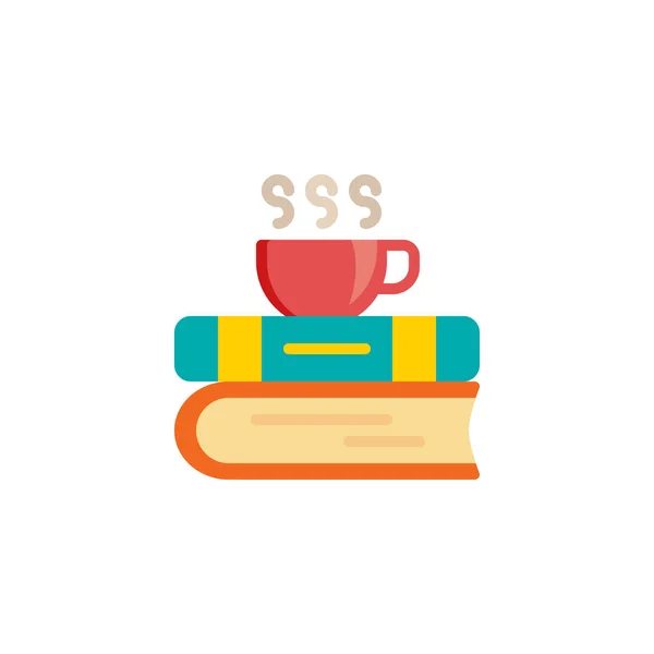 Böcker och kaffe cup flat ikonen — Stock vektor