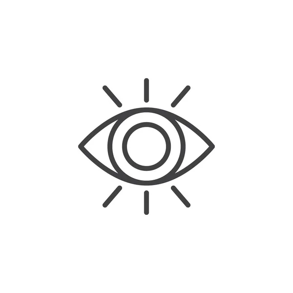 目の視力の概要アイコン 携帯電話の概念と Web デザインの直線的なスタイルの標識です 人間の目のシンプルなラインのベクトルのアイコン シンボル ロゴの図 ピクセル完璧なベクトル グラフィック — ストックベクタ