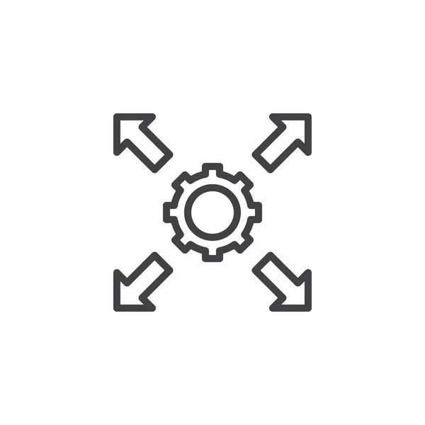 Cog Gear and arrows outline icon — Stock Vector