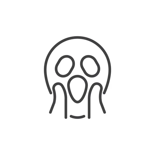 Shocked faccia emoji contorno icona — Vettoriale Stock