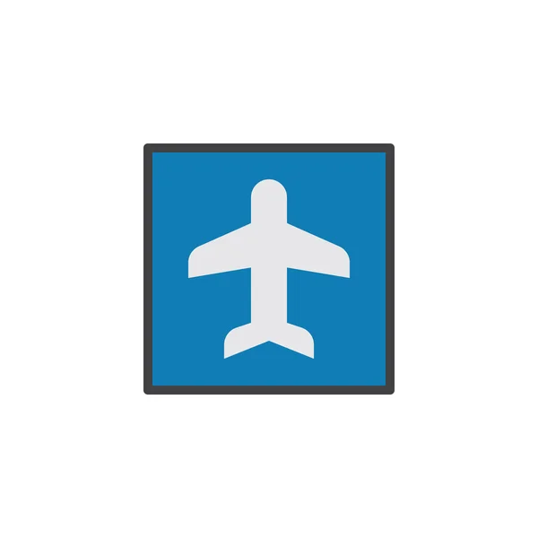 Lotnisko Ikona Płaskie Wektor Znak Piktogram Kolorowy Białym Tle Symbol — Wektor stockowy