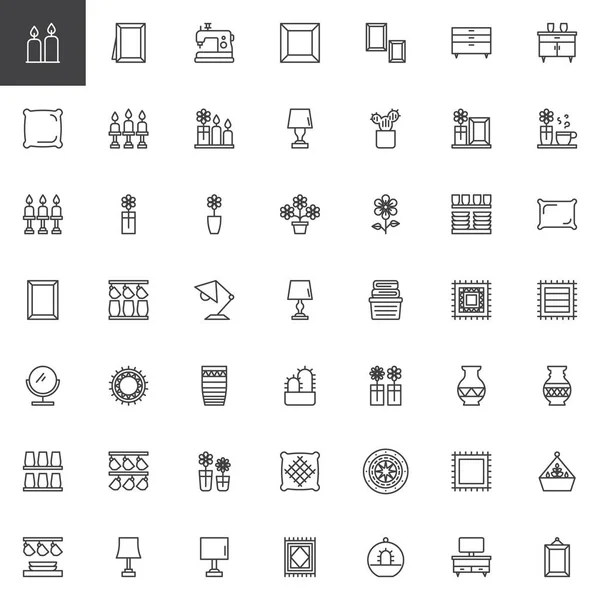 Conjunto de ícones de contorno de decoração — Vetor de Stock