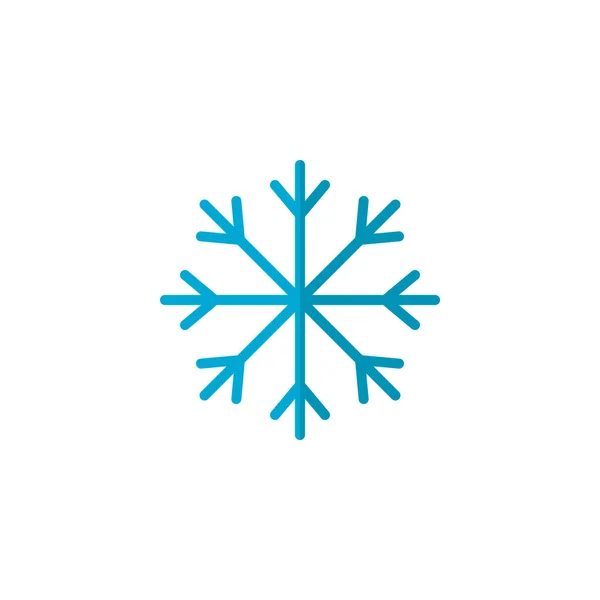 Blue Snowflake Flat Icon Vector Sign Colorful Pictogram Isolated White — Stock Vector