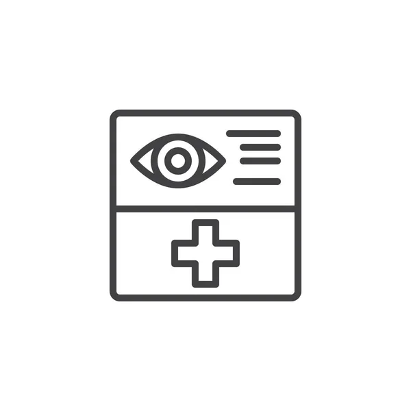 検眼ドキュメント フォーム アウトライン アイコン 携帯電話の概念と Web デザインの直線的なスタイルの標識です 眼科のシンプルなラインのベクトルのアイコン シンボル ロゴの図 — ストックベクタ