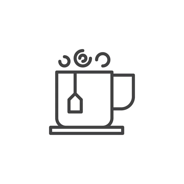 Значок контура чашки горячего чая — стоковый вектор