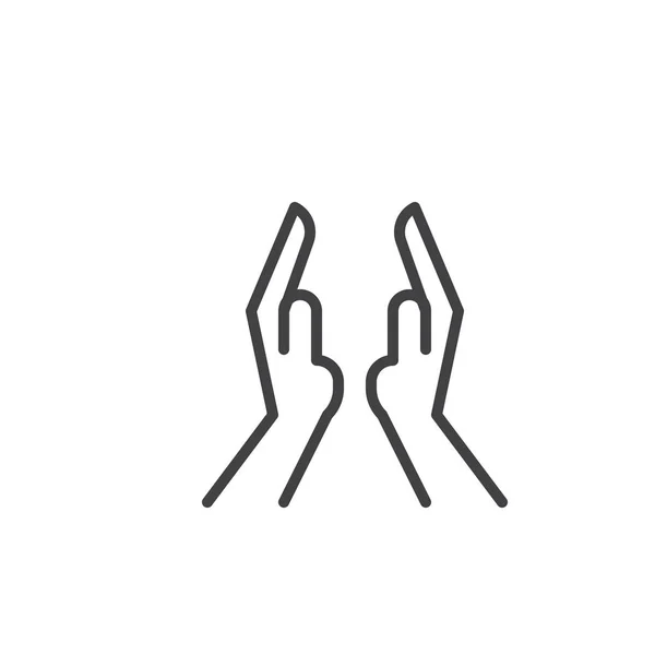 Icona del contorno delle mani di preghiera — Vettoriale Stock