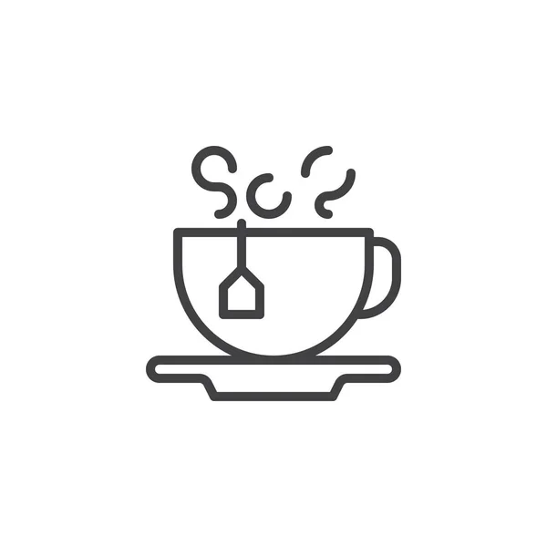 Té bolsa taza contorno icono — Vector de stock