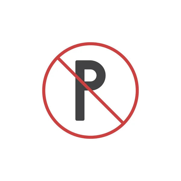 Pas Parking Icône Plate Signe Vectoriel Pictogramme Coloré Isolé Sur — Image vectorielle