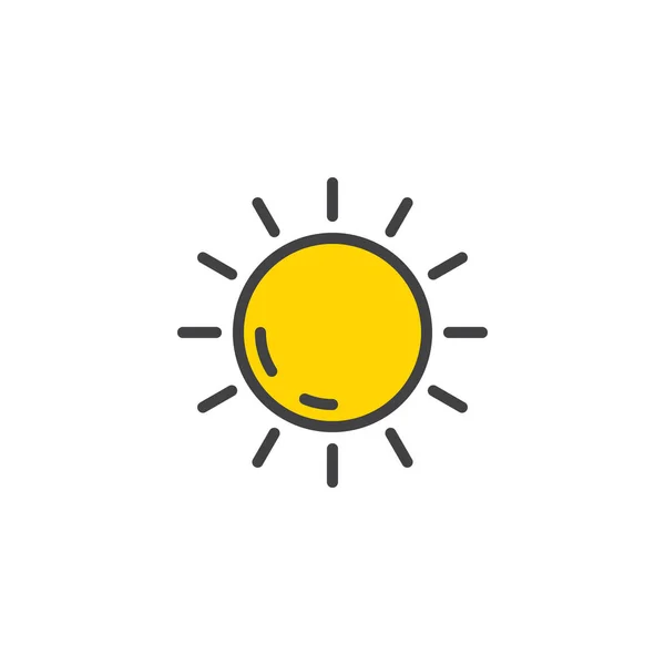 太阳填充轮廓图标 线矢量符号 线性五颜六色的象形文字隔离在白色 夏季标志 徽标插图 像素完美矢量图形 — 图库矢量图片