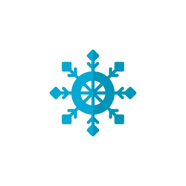 Blue Snowflake Flat Icon Vector Sign Colorful Pictogram Isolated White — Stock Vector