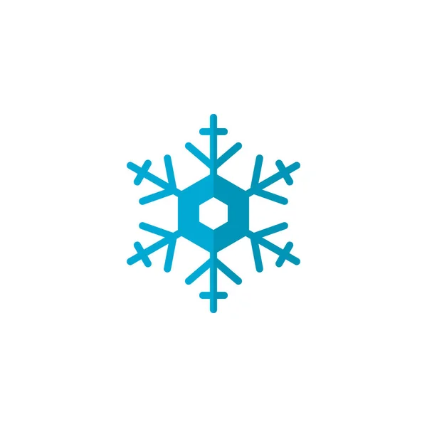 Blue Snowflake Flat Icon Vector Sign Colorful Pictogram Isolated White — Stock Vector