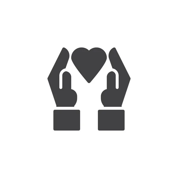 Mani tenere icona vettoriale cuore — Vettoriale Stock