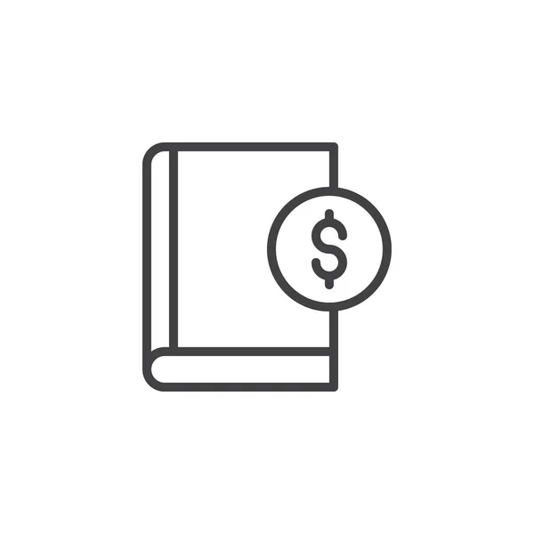 Ícone de esboço de moeda de livro e dólar — Vetor de Stock