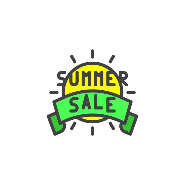 Summer Sale Banner Filled Outline Icon Line Vector Sign Linear — Stock Vector