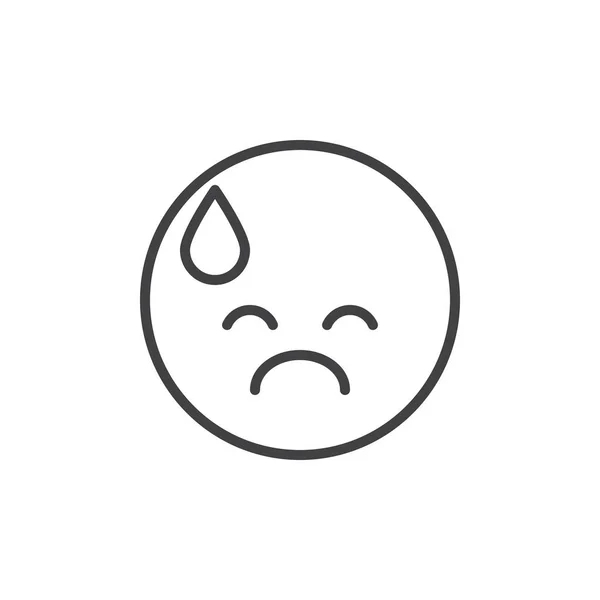 Erschöpftes Emoticon-Umriss-Symbol — Stockvektor