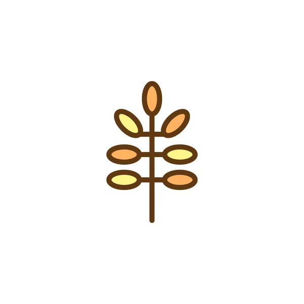 Ramură cu frunze umplute pictograma contur — Vector de stoc