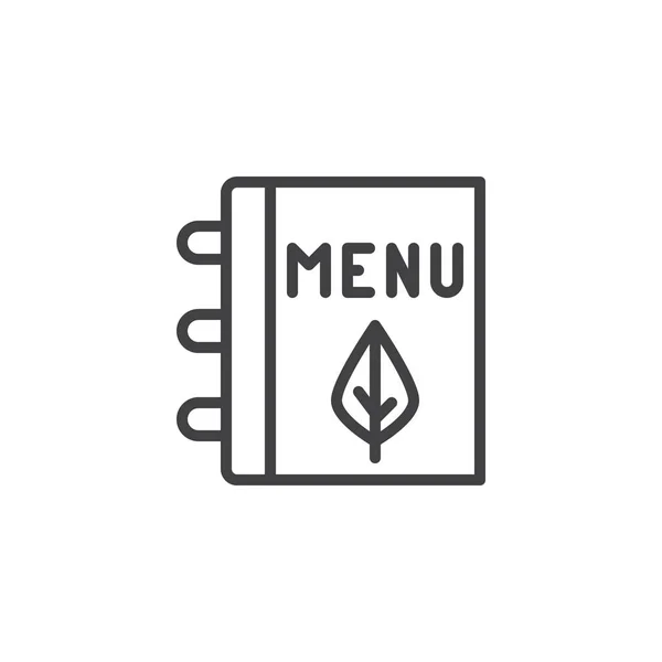 ベジタリアン メニュー ブック概要アイコン 携帯電話の概念と Web デザインの直線的なスタイルの標識です 食品メニュー ブック シンプル ライン — ストックベクタ