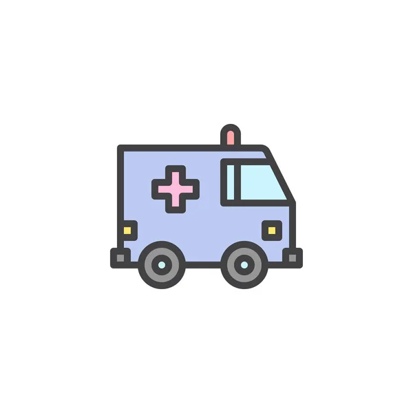 Icono de contorno lleno de vehículo de emergencia de ambulancia — Vector de stock