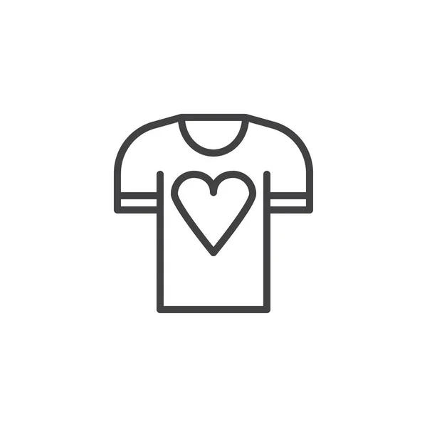 T-shirt con icona contorno cuore — Vettoriale Stock