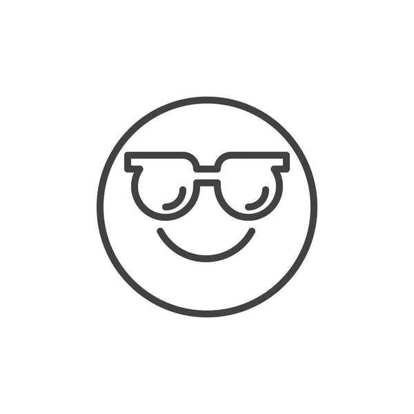 Smiling face with sunglasses emoji outline icon — Stock Vector