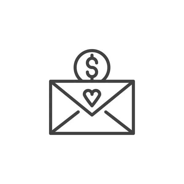 お金の概要アイコンとの愛の手紙 — ストックベクタ