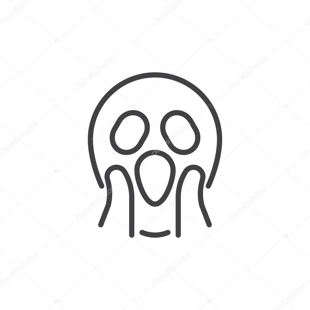 Shocked face emoji outline icon. linear style sign for mobile concept and web design. Panic emoticon simple line vector icon. Symbol, logo illustration. Pixel perfect vector graphics