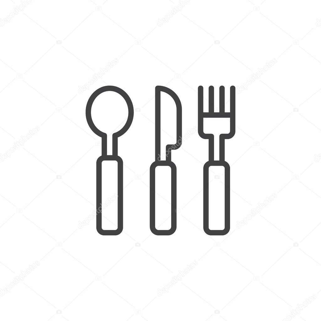 Baby cutlery outline icon