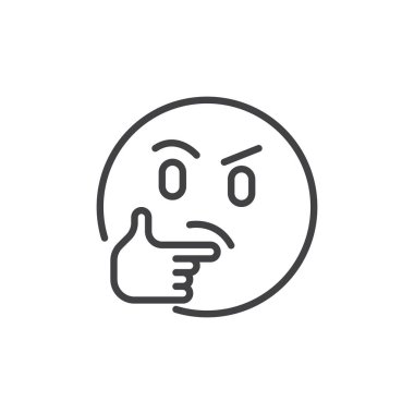 Düşünme yüz emoji anahat simgesi