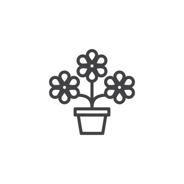 Saksı çiçek anahat simgesini