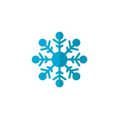 Mavi kar tanesi düz kutsal kişilerin resmi, vektör işareti, renkli sembol üzerinde beyaz izole. Kar kış sembolü, logo illüstrasyon. Düz stil tasarım