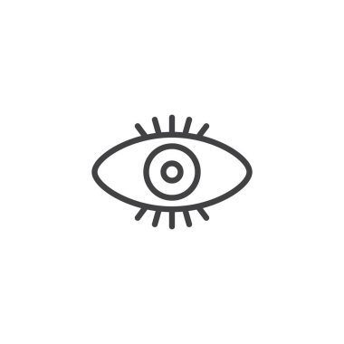 İnsan gözü anahat simgesi. Mobil kavramı ve web tasarım için doğrusal stili işaret. Göz görünüm basit çizgi vektör simgesi. Vizyon sembolü, logo illüstrasyon. Piksel mükemmel vektör grafikleri