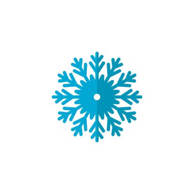 Mavi kar tanesi düz kutsal kişilerin resmi, vektör işareti, renkli sembol üzerinde beyaz izole. Kar kış sembolü, logo illüstrasyon. Düz stil tasarım