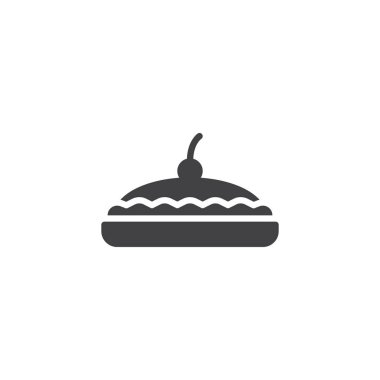 Berry Pie vektör simgesi. Mobil kavramı ve web tasarım için düz işareti dolu. Şükran kek kiraz basit katı simgesi olan. Sembol, logo illüstrasyon. Piksel mükemmel vektör grafikleri