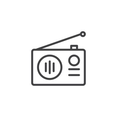 Eski radyo anahat simgesi. Mobil kavramı ve web tasarım için doğrusal stili işaret. Radyo anten basit çizgi vektör simgesi olan. Sembol, logo illüstrasyon. Piksel mükemmel vektör grafikleri