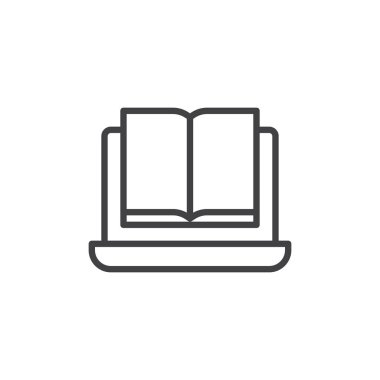 Dizüstü bilgisayar ve kitap anahat simgesini