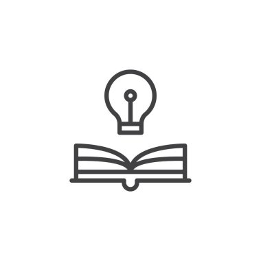 Açık kitap ve ampul anahat simgesini