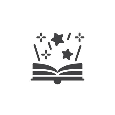 Yıldız vektör simgesi olan açık sihirli kitap