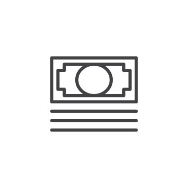 Para bill yığın anahat simgesi. Mobil kavramı ve web tasarım için doğrusal stili işaret. Dolar basit çizgi vektör simgesi. Sembol, logo illüstrasyon. Piksel mükemmel vektör grafikleri