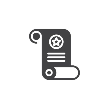 Kağıt kaydırma vektör simgesi. Mobil kavramı ve web tasarım için düz işareti dolu. Sihirli kağıt basit katı simgesi. Sembol, logo illüstrasyon. Piksel mükemmel vektör grafikleri