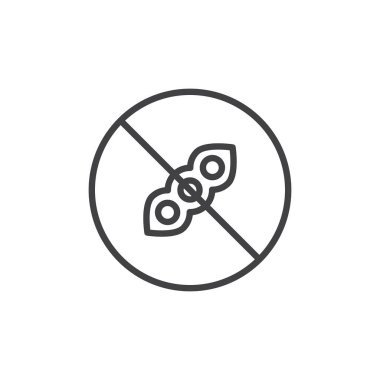 Soya bedava yemek etiket anahat simgesi. Mobil kavramı ve web tasarım için doğrusal stili işaret. Soya basit çizgi vektör simge yok. Sembol, logo illüstrasyon. Piksel mükemmel vektör grafikleri