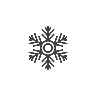 Kar Tanesi ana hatları simgesi. Mobil konsept ve web tasarımı için doğrusal biçim işareti. Kar tatili basit hat vektör ikonu. Sembol, logo çizimi. Vektör grafikleri