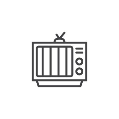 Retro televizyon anahat simgesi. Mobil kavramı ve web tasarım için doğrusal stili işaret. Eski Tv basit çizgi vektör simgesi. Sembol, logo illüstrasyon. Piksel mükemmel vektör grafikleri