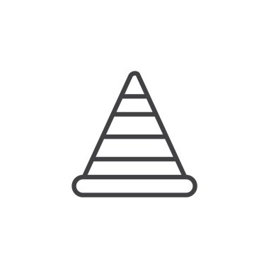 Trafik koni anahat simgesi. Mobil kavramı ve web tasarım için doğrusal stili işaret. basit çizgi vektör simgesi. Sembol, logo illüstrasyon. Piksel mükemmel vektör grafikleri